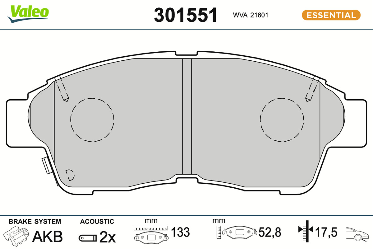 Jeu de 4 plaquettes de frein VALEO ref. 301551